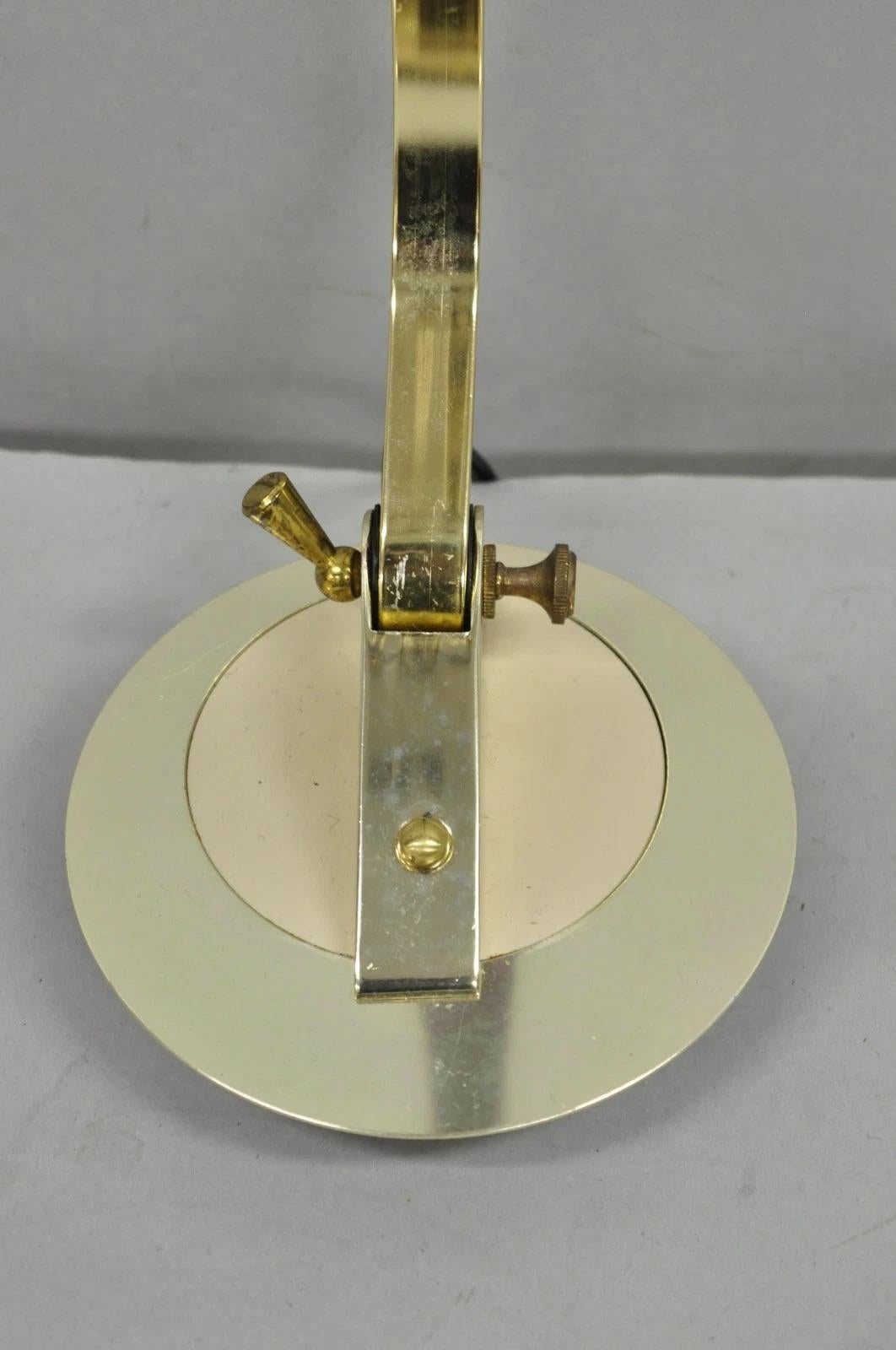 20th Century Vintage Cannon Mid Century Modern Enamel & Brass Space Age Adjustable Desk Lamp For Sale