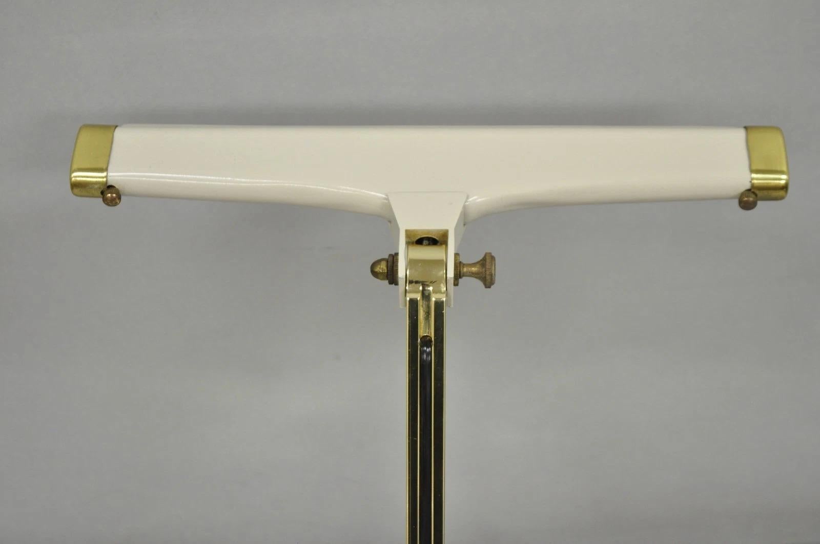 Vintage Cannon Mid Century Modern Enamel & Brass Space Age Adjustable Desk Lamp For Sale 2