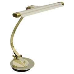 Vintage Cannon Mid Century Modern Enamel & Brass Space Age Adjustable Desk Lamp