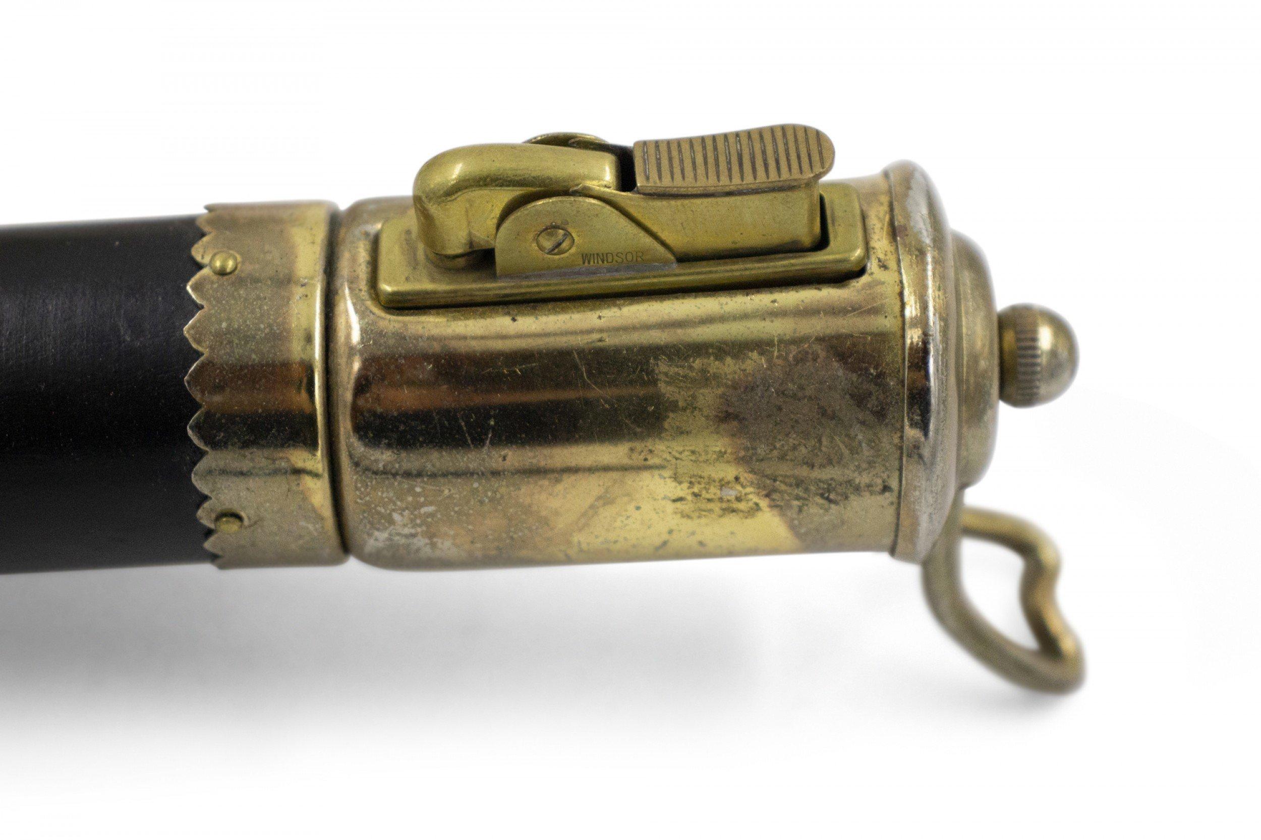 20th Century Vintage Cannon Shaped Iron and Brass Table Lighter For Sale