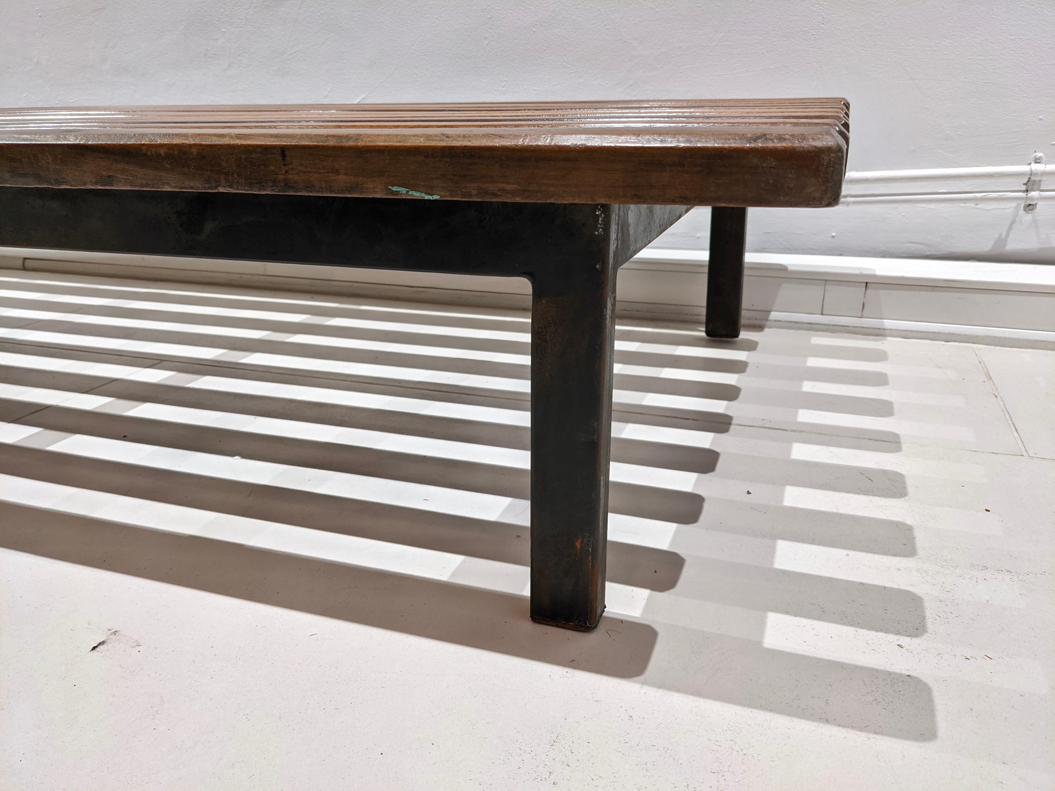 Vintage Cansado Mahogany Bench by Charlotte Perriand In Good Condition In lyon, FR