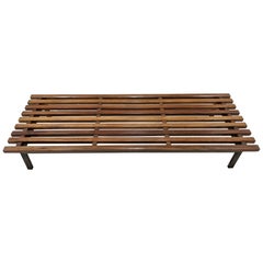 Vintage Cansado Mahogany Bench by Charlotte Perriand