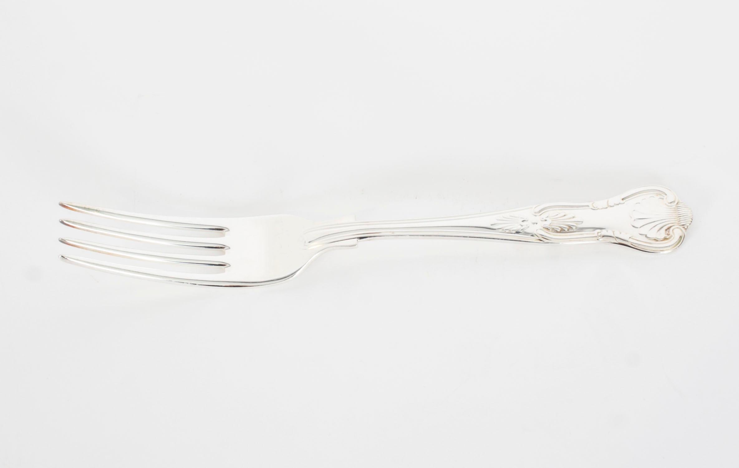 Vintage Canteen 8x Silver Plated Kings Pattern 60 Piece Cutlery Set 20th Century 7
