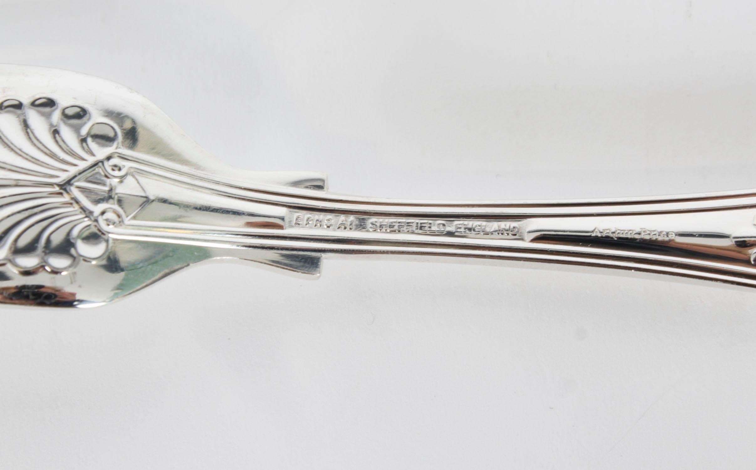 Vintage Canteen 8x Silver Plated Kings Pattern 60 Piece Cutlery Set 20th Century 9