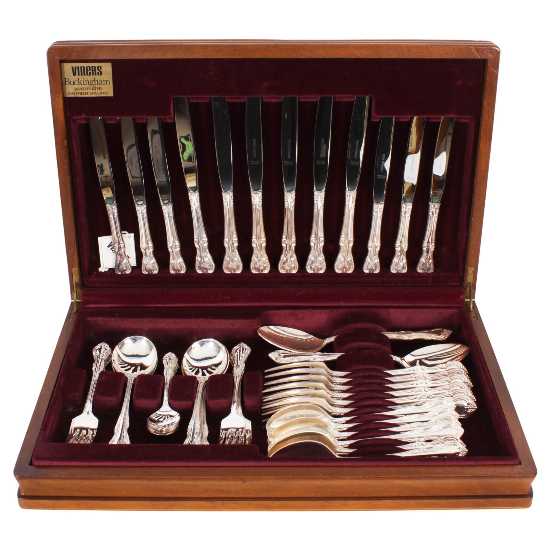 Vintage Canteen x 6 Silver Plated Cutlery Set Unused 20th Century For Sale
