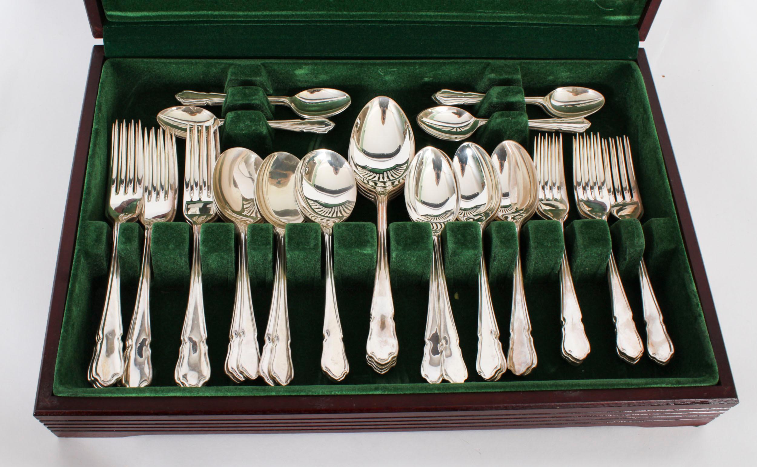 Vintage Canteen x 8 Silver Plated Cutlery Set Unused Mid 20th Century 4
