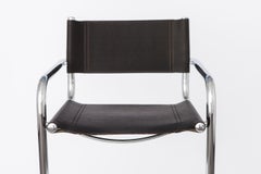 Vintage Cantilever Bar Stool, Chrome Frame, Black Faux Leather, 1990s