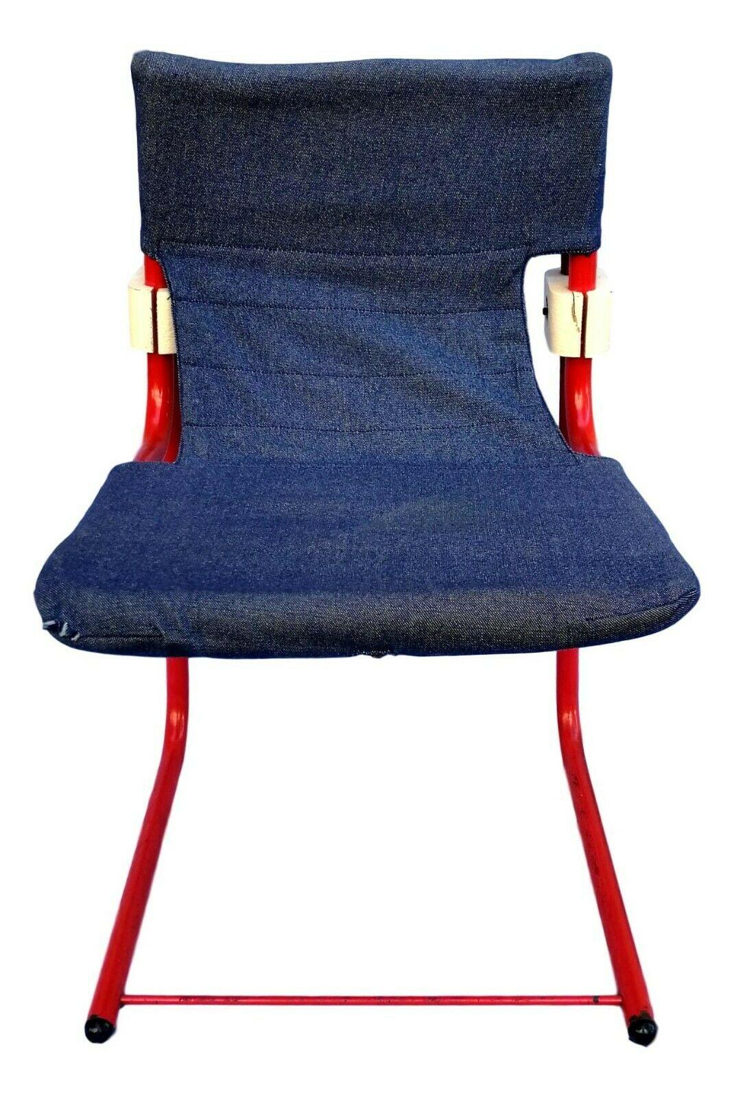 Late 20th Century Vintage Cantilever Chair in Italian Design, Jeans Covered, 1970s