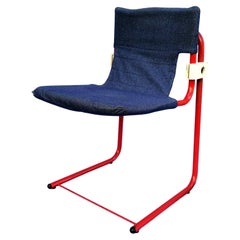 Vintage Cantilever Chair in Italian Design, Jeans Covered, 1970s