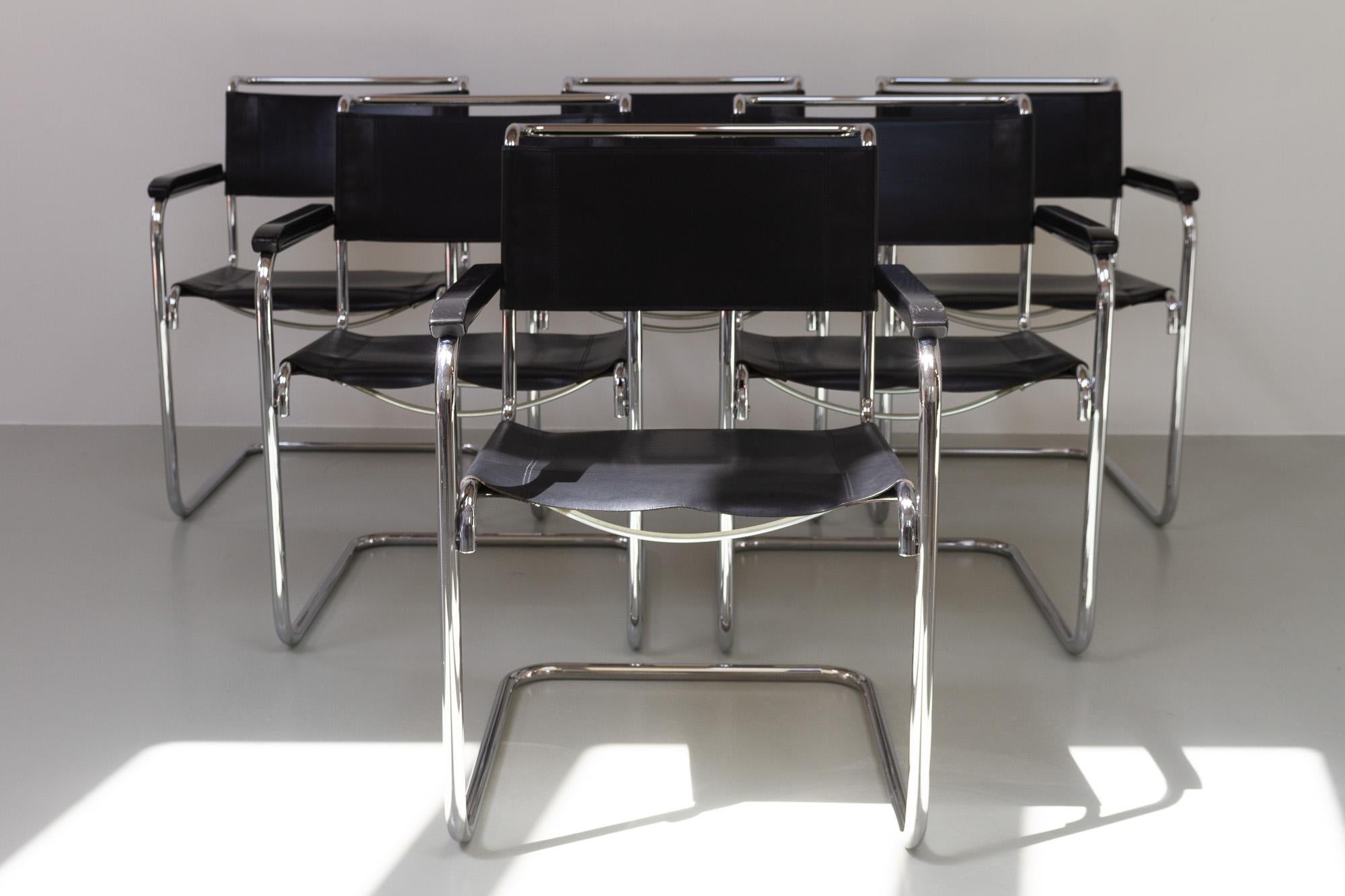 Bauhaus Vintage Cantilever Chairs S34 by Mart Stam for Thonet, 1980s. Set of 6.
