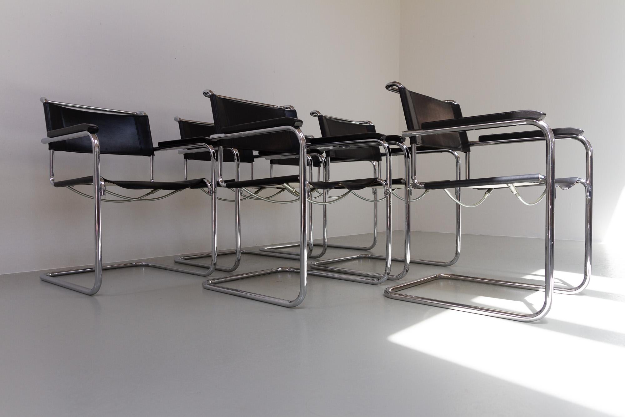 Late 20th Century Vintage Cantilever Chairs S34 by Mart Stam for Thonet, 1980s. Set of 6.