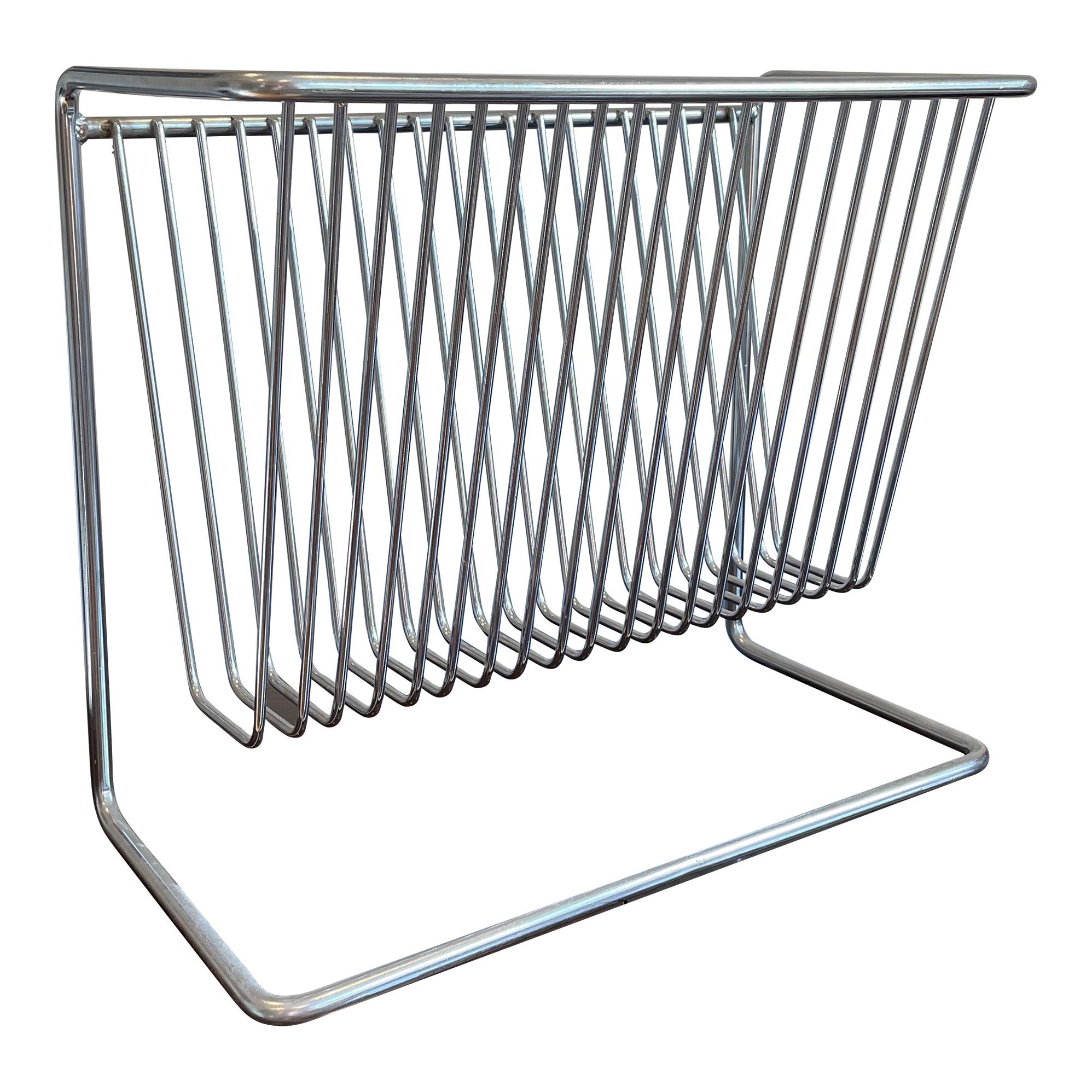 vintage chrome magazine rack