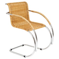 Vintage Cantilever Rattan Chair in the manner of Mies Van De Rohe