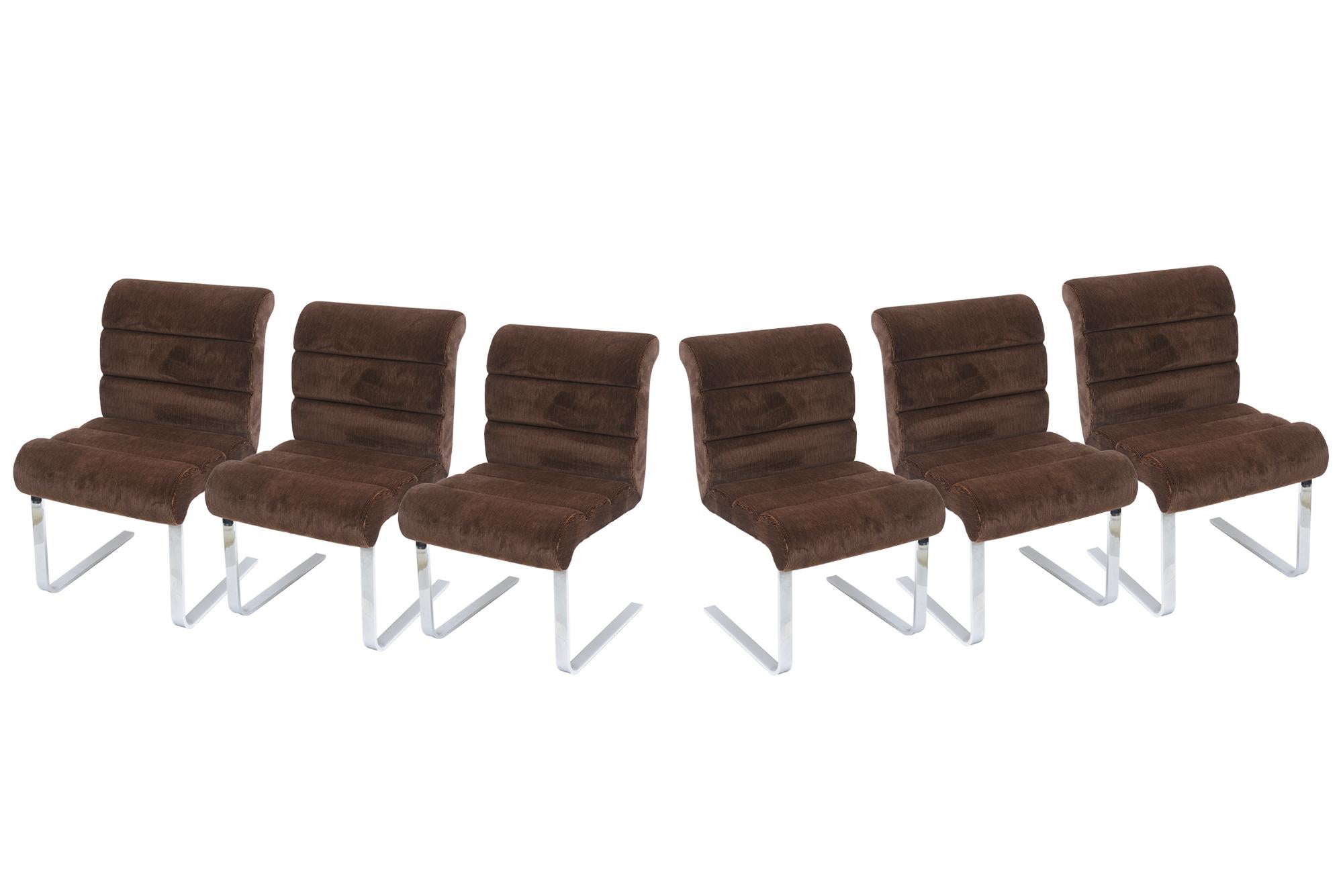 Vintage Cantilevered Lugano Dining Chairs By Leon Rosen For Pace Italy Set /Six For Sale 5