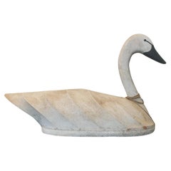 Vintage Canvas and Wood Swan Decoy