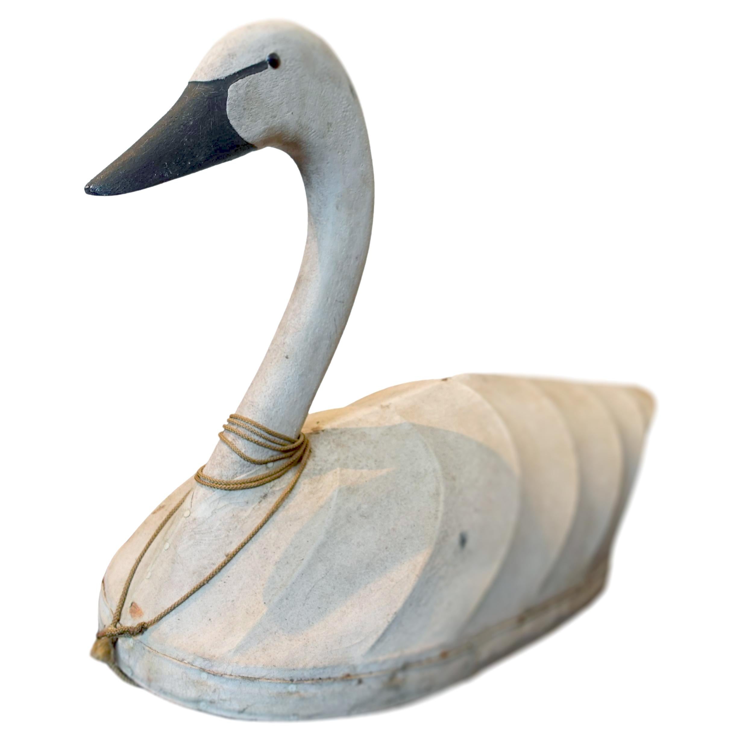 Señuelo de cisne vintage de lona y madera artesano estadounidense en venta