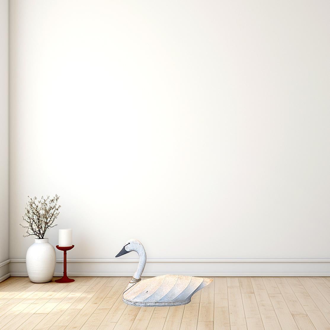 Señuelo de cisne vintage de lona y madera Estadounidense en venta