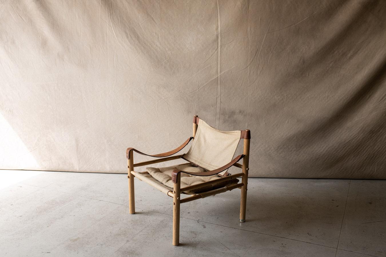 European Vintage Canvas Arne Norell Lounge Chair From Sweden, Circa 1970