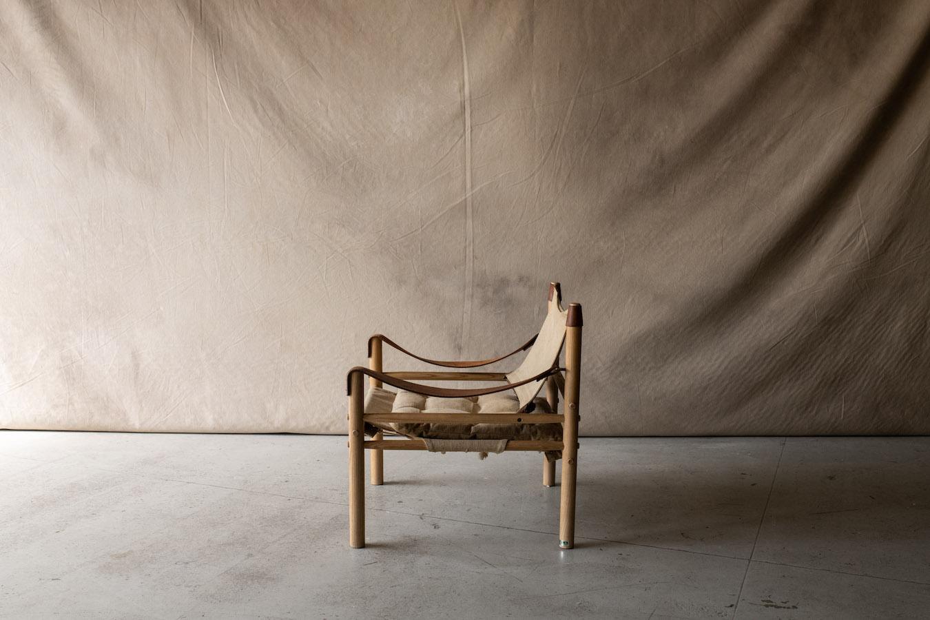 Late 20th Century Vintage Canvas Arne Norell Lounge Chair From Sweden, Circa 1970