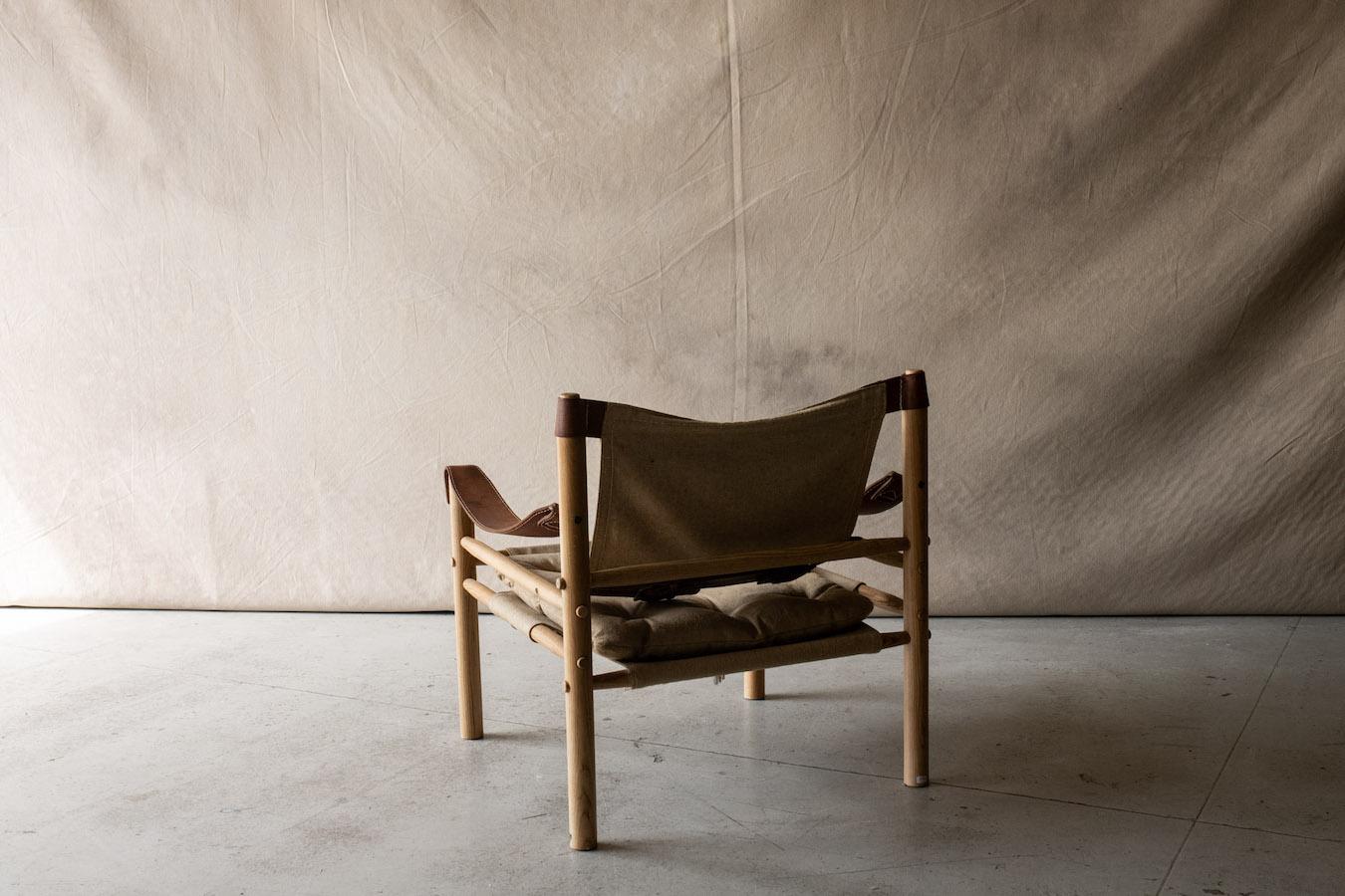 Vintage Canvas Arne Norell Lounge Chair From Sweden, Circa 1970 1