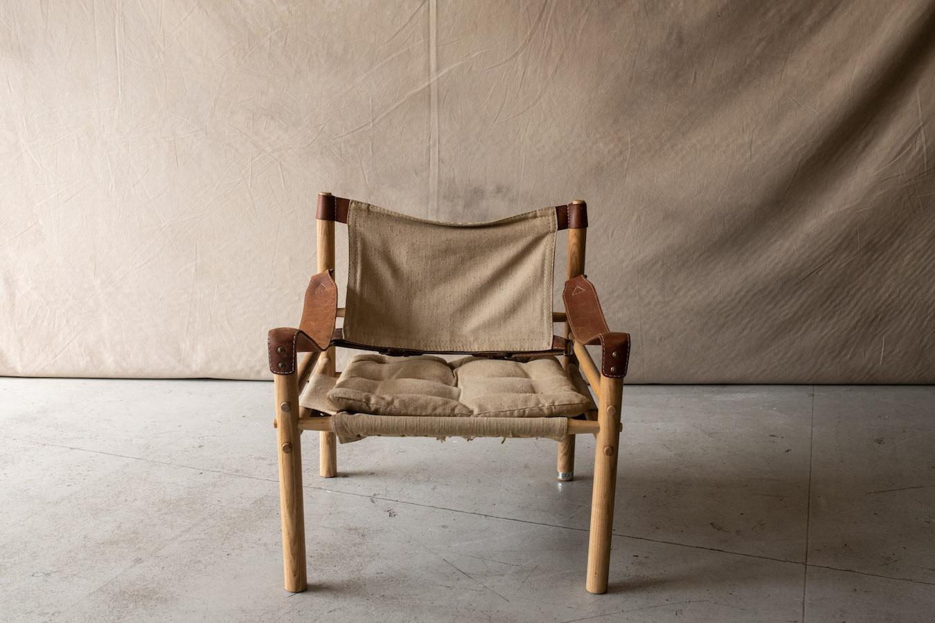 Vintage Canvas Arne Norell Lounge Chair From Sweden, Circa 1970 2