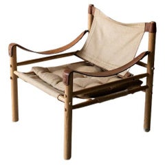Vintage Canvas Arne Norell Lounge Chair From Sweden, Circa 1970