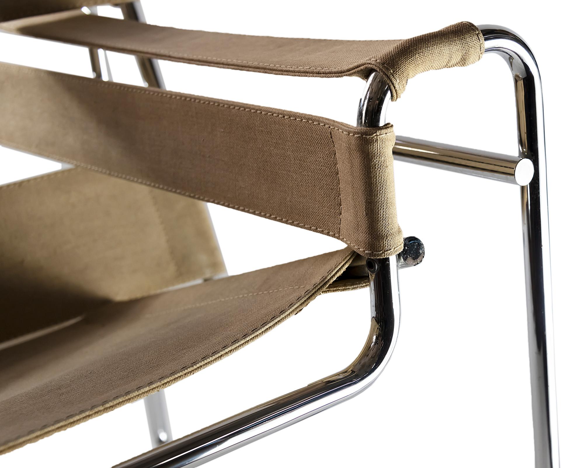 Vintage Canvas Textile Marcel Breuer Wassily Lounge Chair for GAVINA In Good Condition In Vilnius, LT