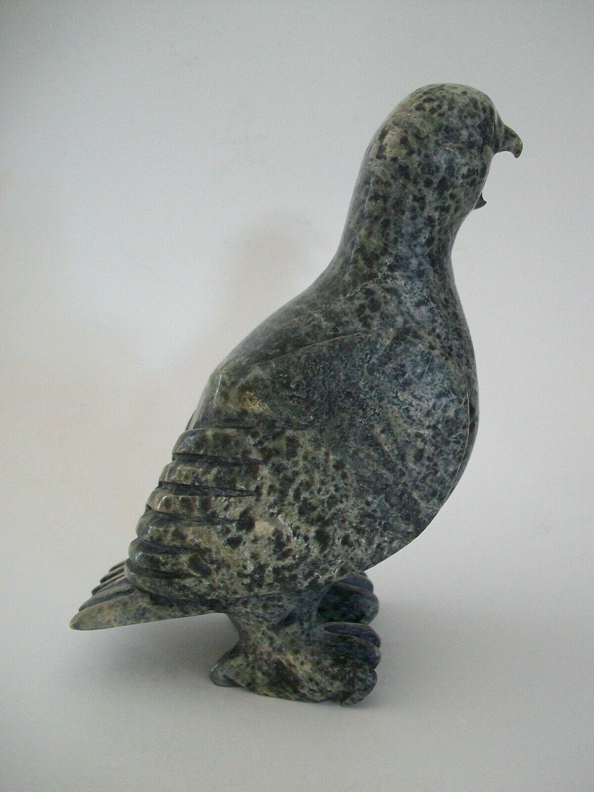 Hand-Carved Vintage Cape Dorset Ptarmigan Inuit Stone Carving, Signed, Canada, C.1960's For Sale