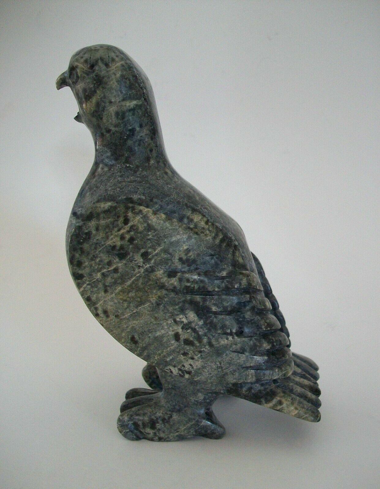 Vintage Cape Dorset Ptarmigan Inuit Stone Carving, Signed, Canada, C.1960's In Good Condition For Sale In Chatham, ON