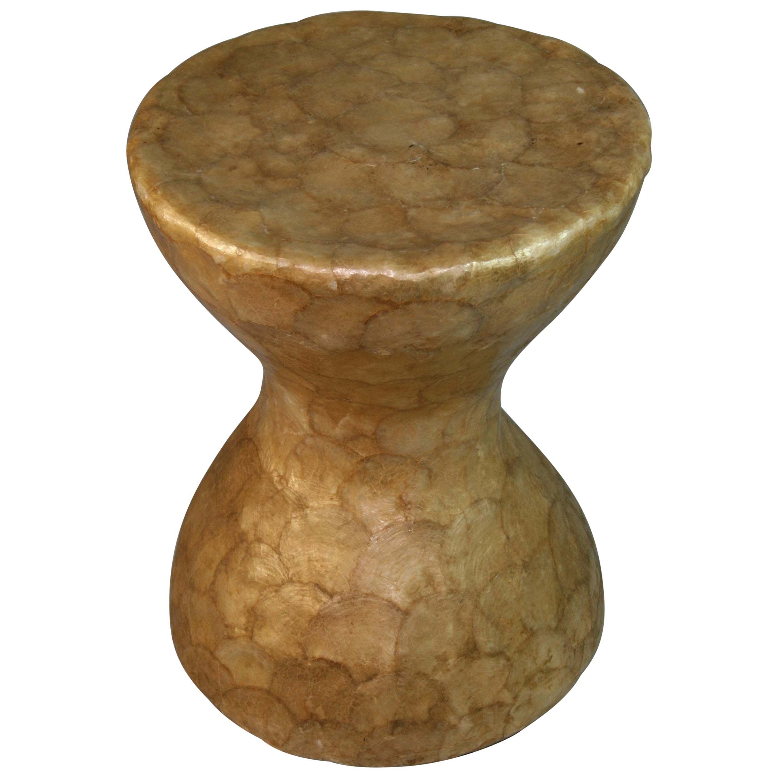 Vintage Capiz Shell Covered Drink/Side Table/Stool