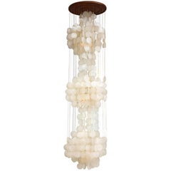 Vintage Capiz Shell Extra Large Chandelier by Verner Panton