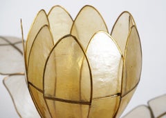 Vintage Capiz Shell Flower Palm Tree Table Lamp