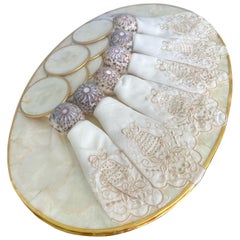 Vintage Capiz Shell, Placemats, Coasters, Napkins, Napkin Holders-Set of 6