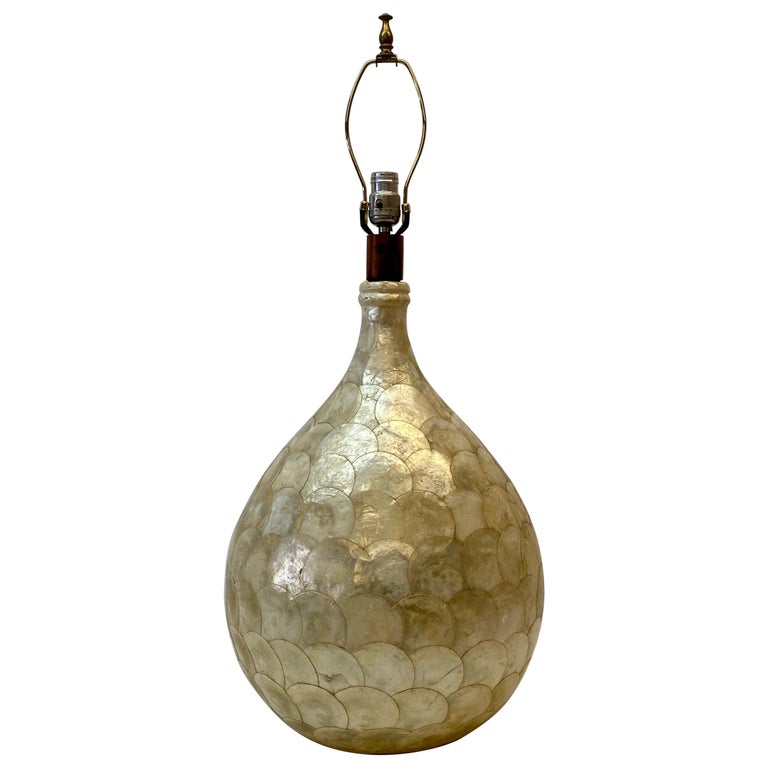 Vintage capiz shell table sale lamp