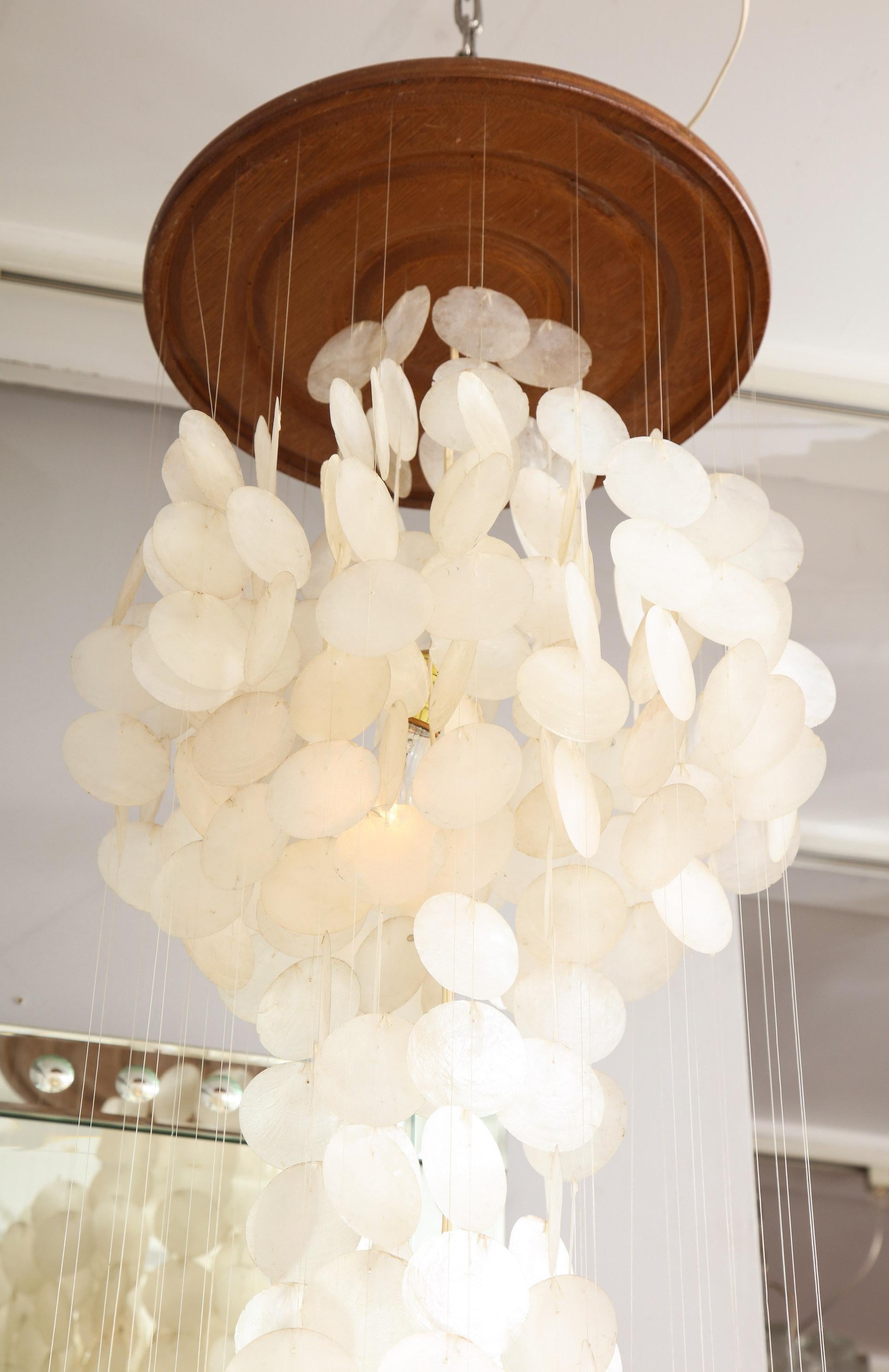 American Vintage Capiz Shell Extra Large Chandelier by Verner Panton