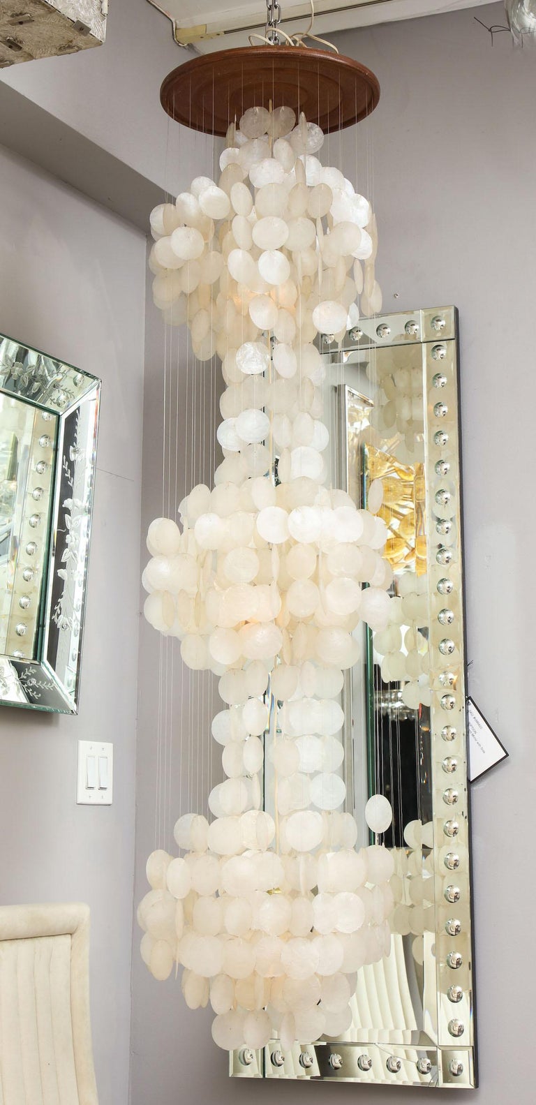 Vintage Capiz Shell Extra Large Chandelier by Verner Panton at 1stDibs