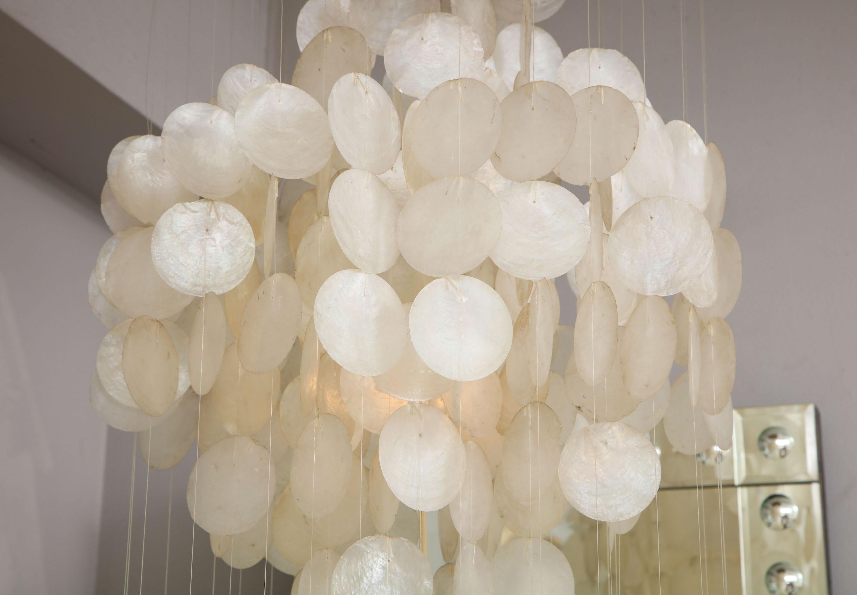 Mid-20th Century Vintage Capiz Shell Extra Large Chandelier by Verner Panton