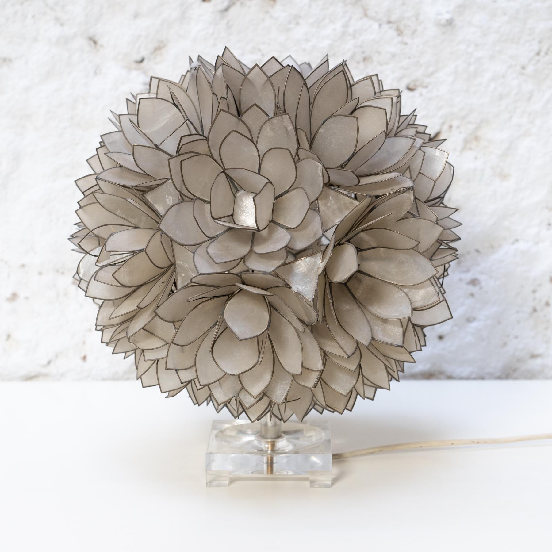 Mid-Century Modern Vintage Capiz Table Lamp Mothers Pearl, circa 1970