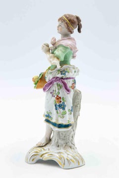 Vintage-Keramik-Skulptur einer jungen Frau aus Capodimonte, Italien, Mitte des 20. Jahrhunderts