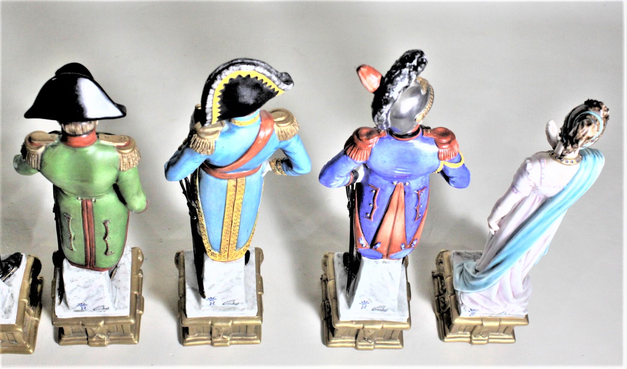 Vintage Capodimonte Military Porcelain Sculpture Set with Tiered Display Stand For Sale 1