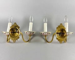 Vintage Capodimonte Porcelain Wall Sconces with Putti and Floral Pattern, 1980