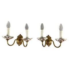 Vintage Capodimonte Porcelain Wall Sconces with Putti and Floral Pattern, 1980