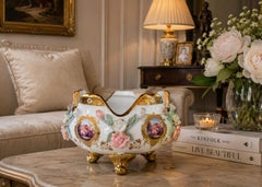 Vintage Capodimonte Style Porcelain Bowl / Decorative Footed Centerpiece, Napoli