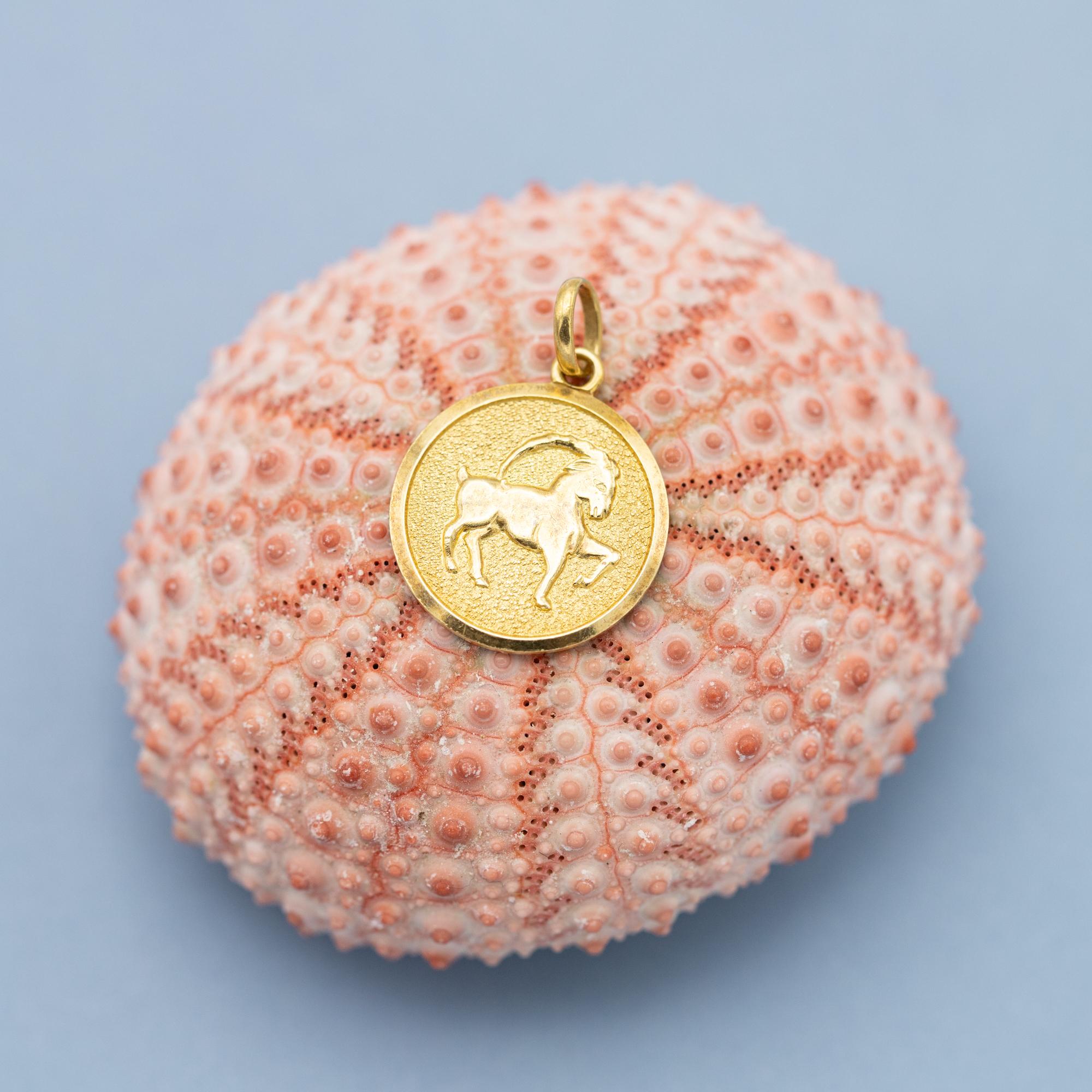 For sale is this vintage charm depicting a Capricorn, the tenth astrological sign in the zodiac. This Constellation Star Sign Pendant is associated with the birth dates between 22 December and 21 January. This pretty charm is marked with a 0,750