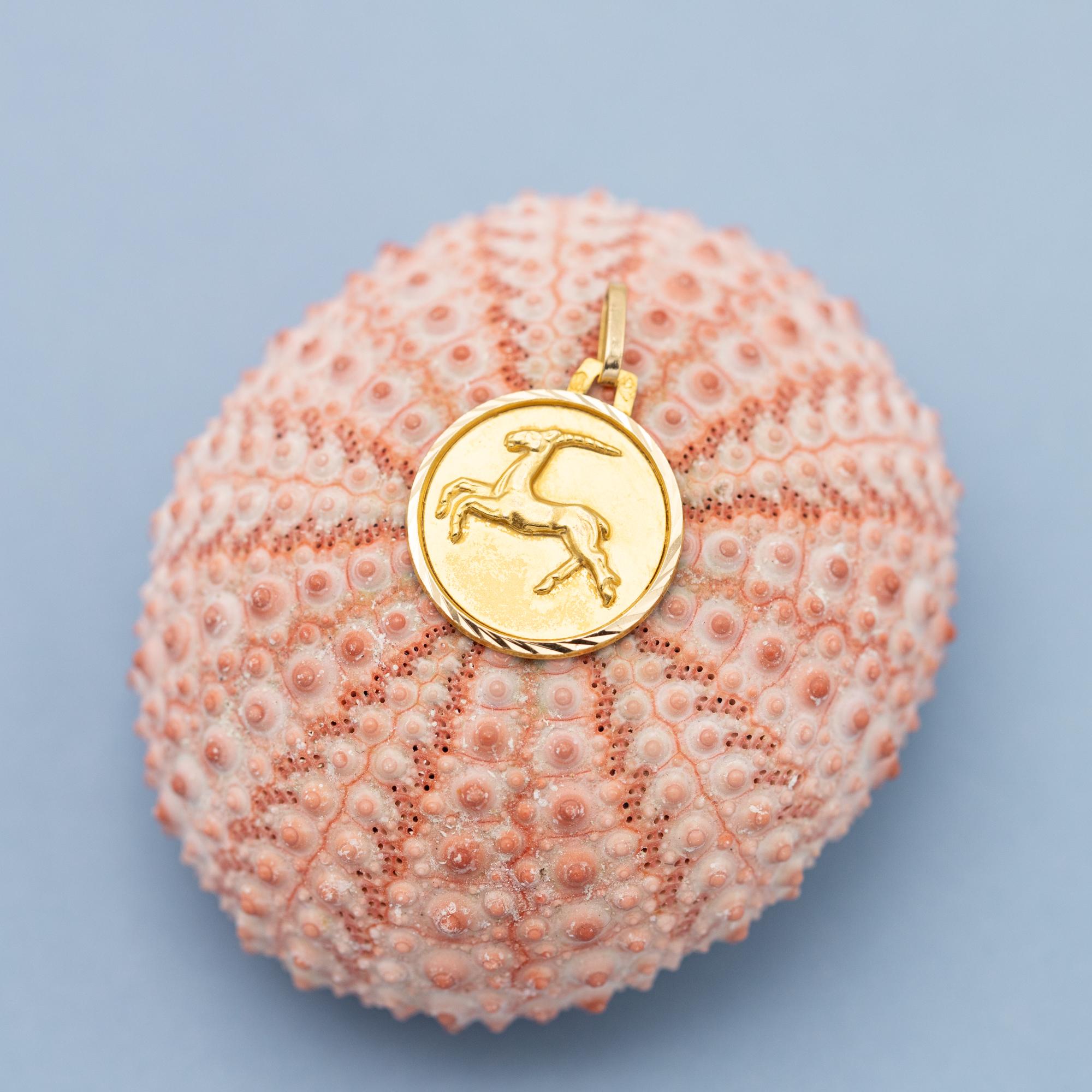 For sale is this vintage charm depicting a Capricorn, the tenth astrological sign in the zodiac. This Constellation Star Sign Pendant is associated with the birth dates between 22 December and 21 January. This pretty charm is marked with a French