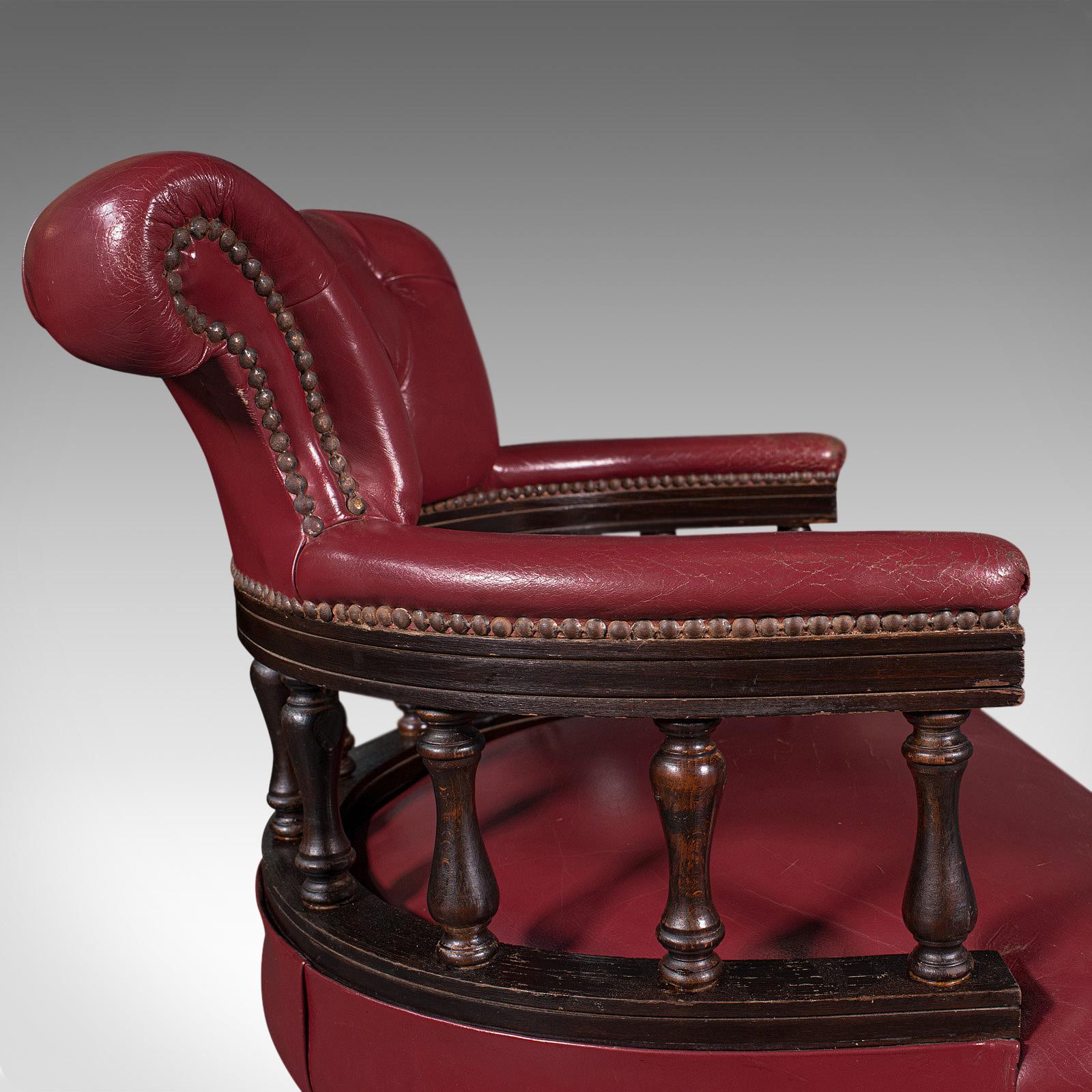 Vintage Captain's Chair, English, Leather, Desk, Victorian Revival, Circa 1960 5