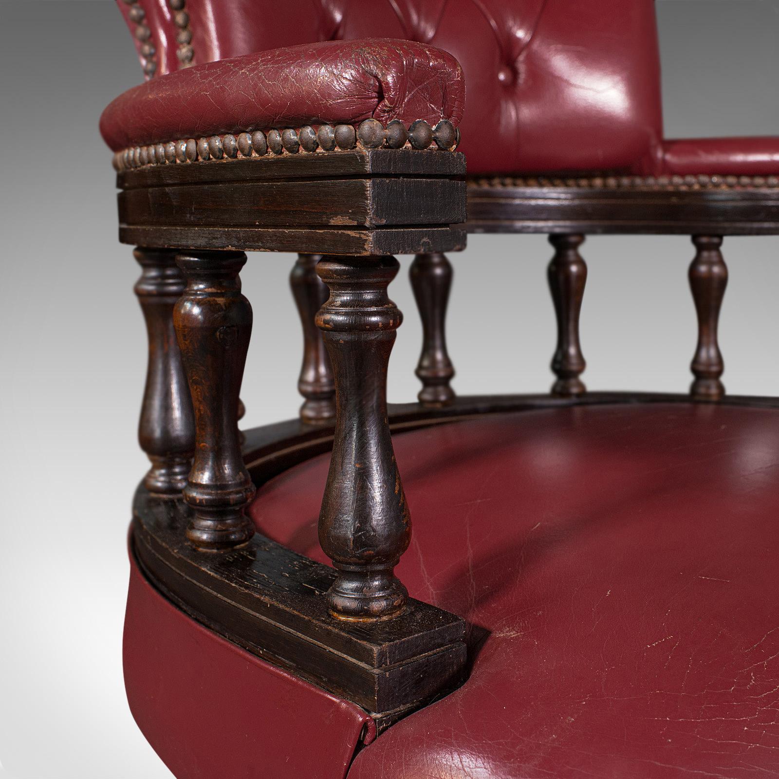 Vintage Captain's Chair, English, Leather, Desk, Victorian Revival, Circa 1960 6