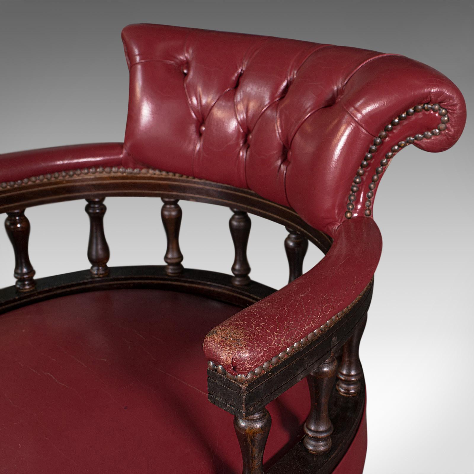 Vintage Captain's Chair, English, Leather, Desk, Victorian Revival, Circa 1960 4