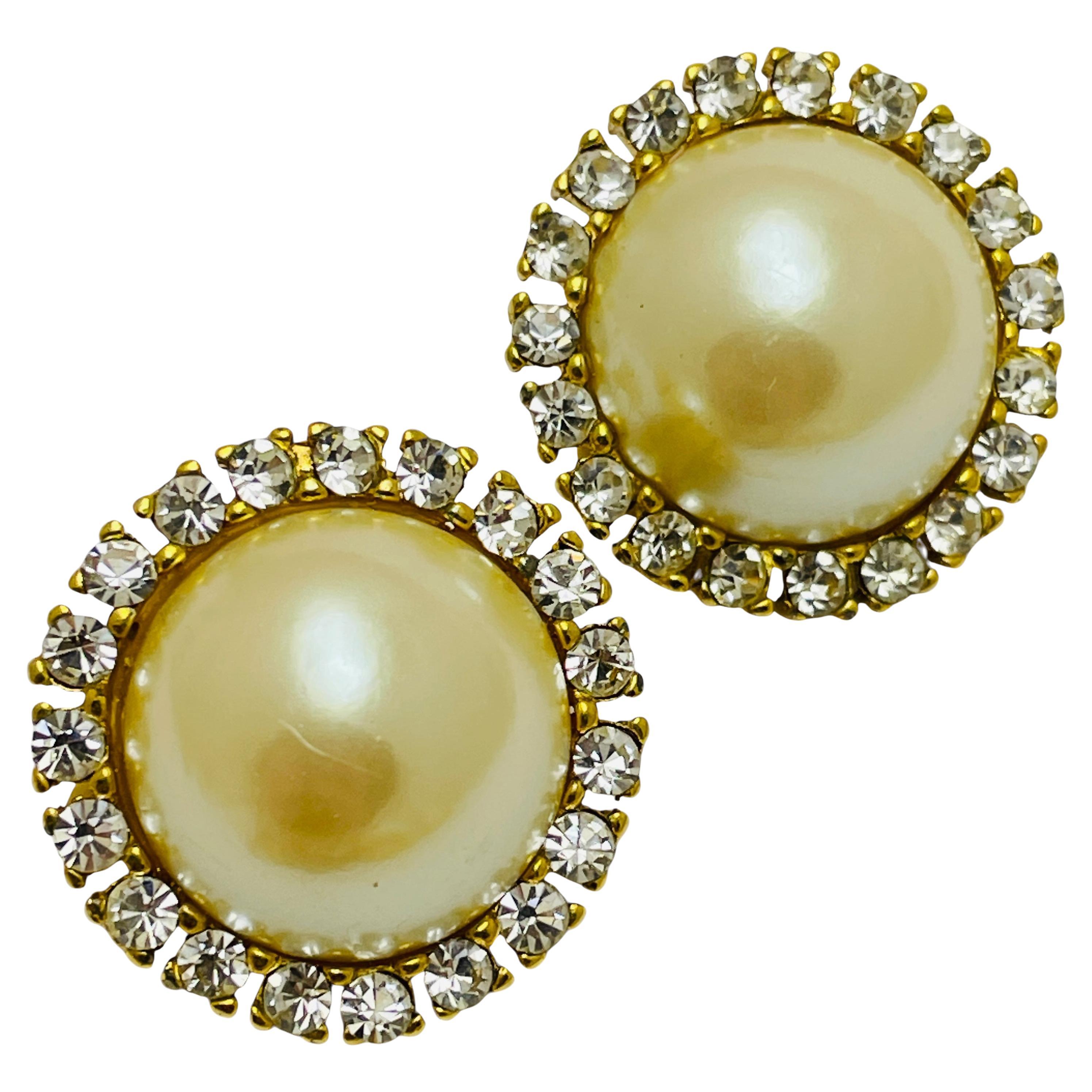 Orecchini a clip CARALINA d'epoca, con perle e strass, di design