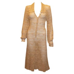 Vintage Caramel Crochet Dress by Moggie